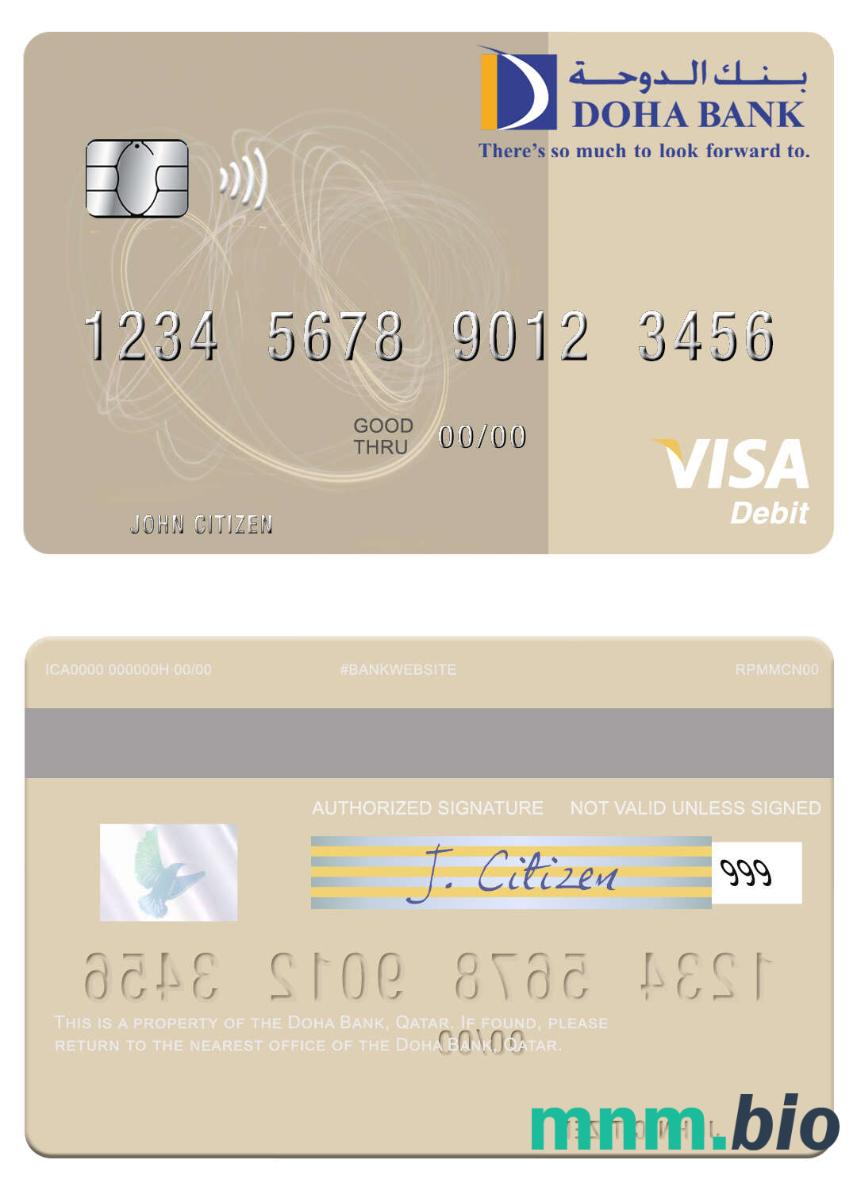 Qatar Doha Bank visa debet karta przykład w formacie PSD